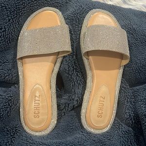 schutz alcina blingy rhinestone embellished slide Size 7.5 *NEW* Never Worn.